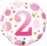 2nd Birthday Pink & Gold  Round Balloon