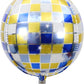 16" Disco Ball Blue/Yellow Sphere Balloon