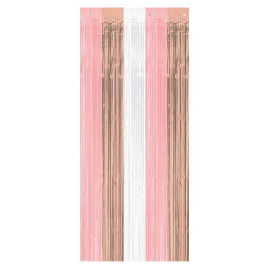 Blush Pink Rose Gold Fringe Decorative Party Door Curtain 8'