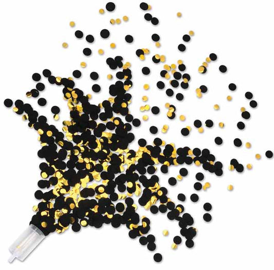 Pushup Confetti Poppers Black & Gold 8/CT