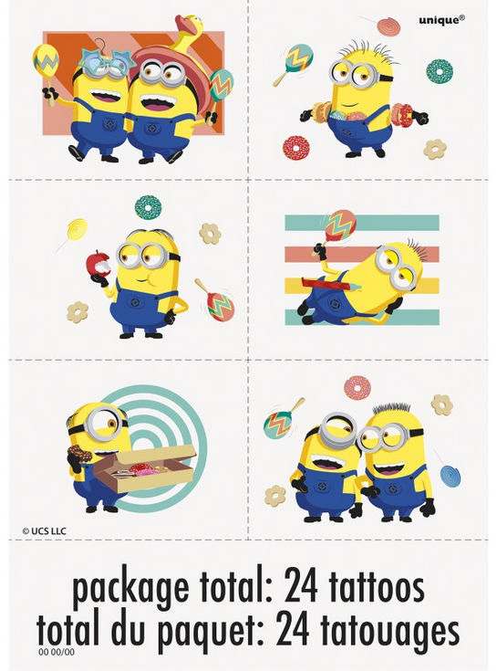 Despicable Me 4 Minions Party 24 Temporary Tattoos Per Package Party Favor