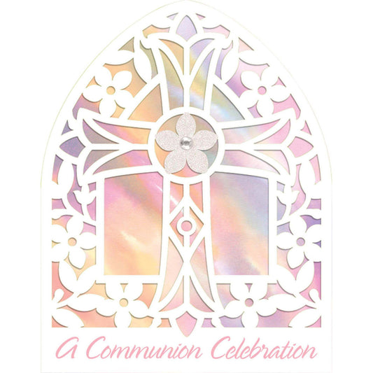 Communion Pink Large Novelty Invitations 8/CT