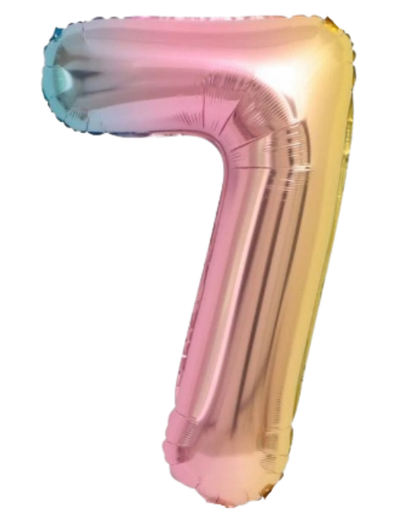 34" Rainbow Number Foil Balloon Trico