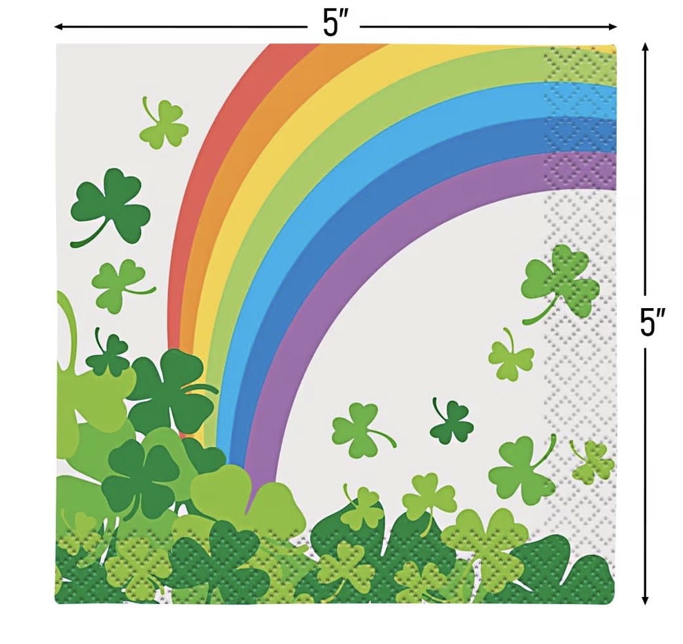 Rainbow Shamrock Beverage Napkins 16 Count - St. Patrick's Day