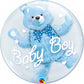Baby Boy Teddy Bear Balloon Bubble 24"