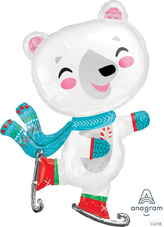 Jumbo Skating Polar Bear Supershape Foil Balloon