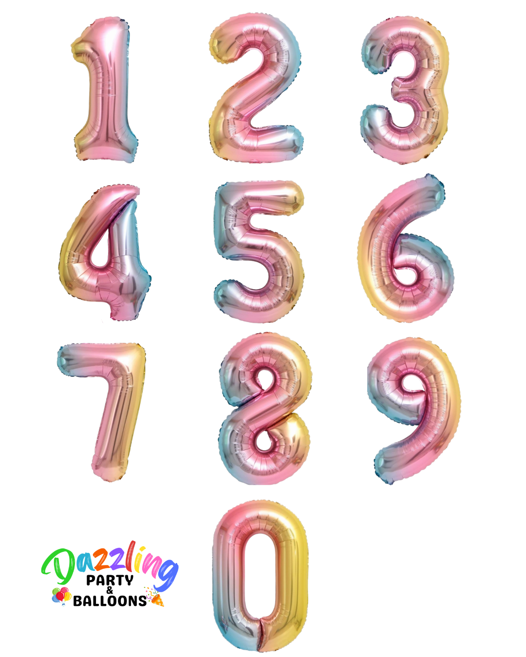 34” Number Balloon Rainbow Trico