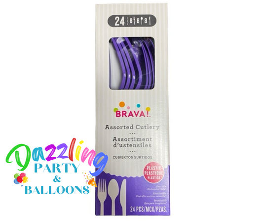 Reusable Plastic Cutlery Purple