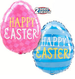18" Funny Bunny Pink & Blue Happy Easter Egg Shaped Foil Balloon