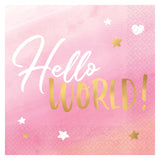 Oh Baby Girl 'Hello World!' Luncheon Napkins - Hot-Stamped 16/CT