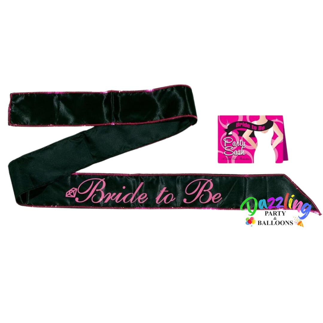 Bride To Be Hot Pink & Black Party Sash