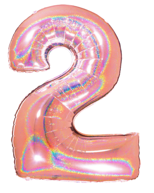 40" Number Rose Gold Glitter Holographic Balloon