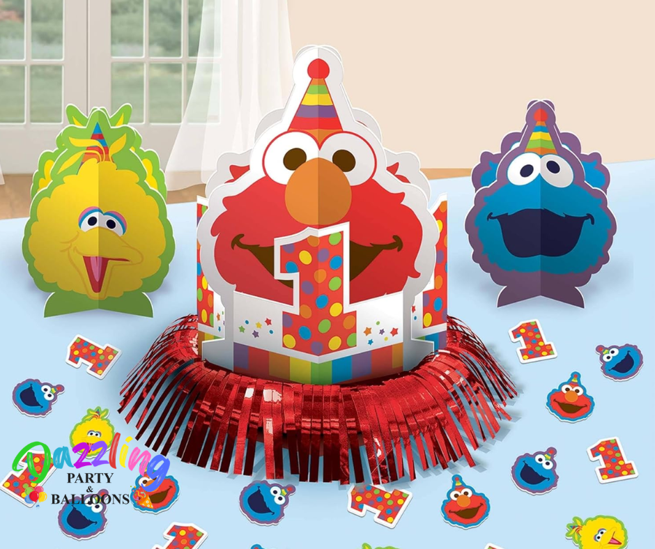 Sesame street First ONE Happy Birthday Kits with 1 Foil Fringe Centerpiece 2 Paper Centerpieces and 20 Pieces of Paper Confetti