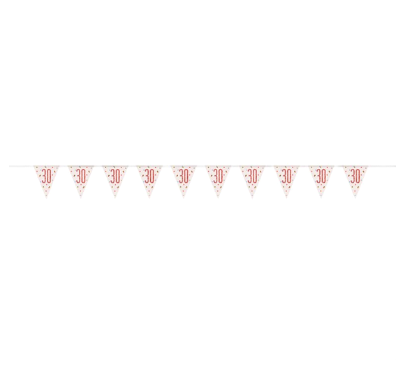 Number 30 Plastic Pennant Banner 9' Prismatic Rose gold