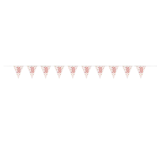 Number 30 Plastic Pennant Banner 9' Prismatic Rose gold