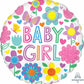 Baby Girl Floral Butterfly 18" Round Foil Balloon