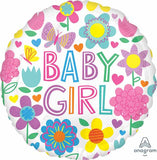 Baby Girl Floral Butterfly 18" Round Foil Balloon
