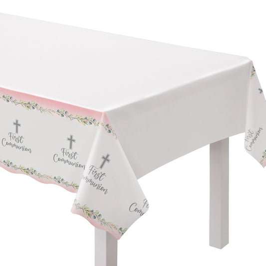 My First Communion Pink Table Cover - Pink 1/CT