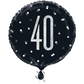 Black Silver Glitz Age 40 Birthday Balloon