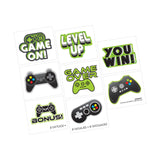 Level Up Gaming Temporary Tattoos Birthday Party Favor Pack of 8