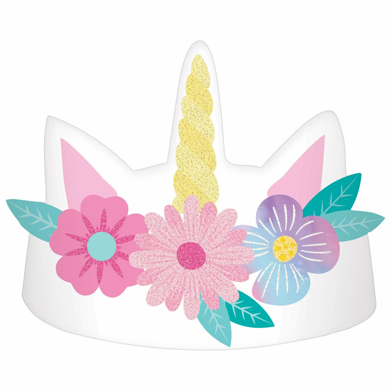 Enchanted Unicorn Paper Crown Birthday Party Hat 8 Pack