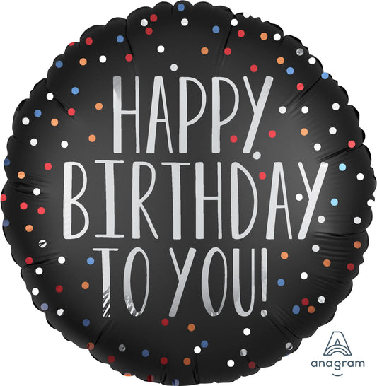 Happy Birthday to You Satin Dots 18" Foil Balloon