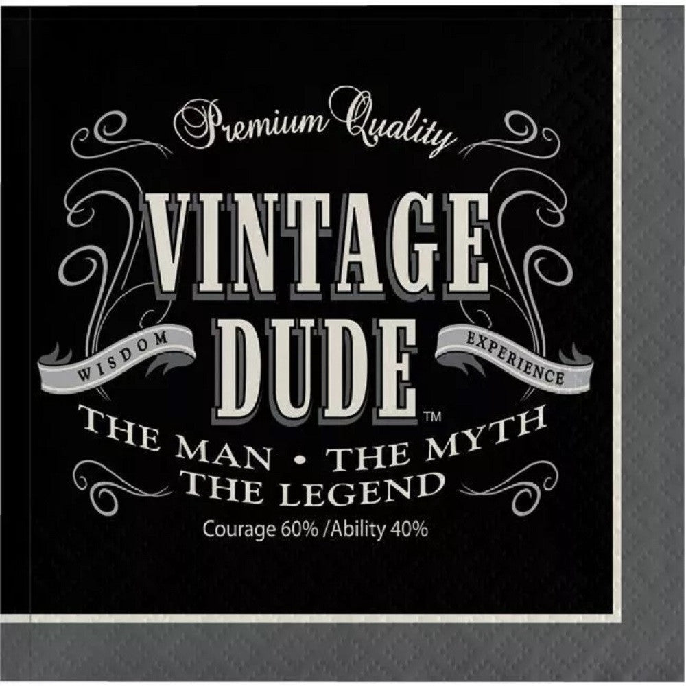 Vintage Dude 3-Ply Beverage Napkins Paper The Man Myth Legend Tableware 16/CT