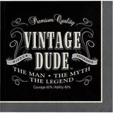 Vintage Dude 3-Ply Beverage Napkins Paper The Man Myth Legend Tableware 16/CT