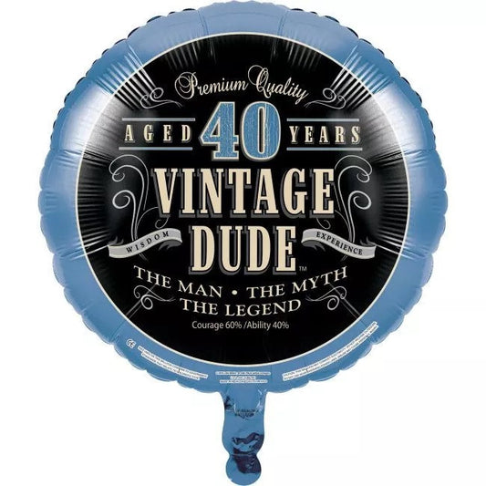 Vintage Dude 40th Birthday Foil Balloon 18" The Man Myth Legend Party Decoration