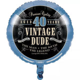 Vintage Dude 40th Birthday Foil Balloon 18"