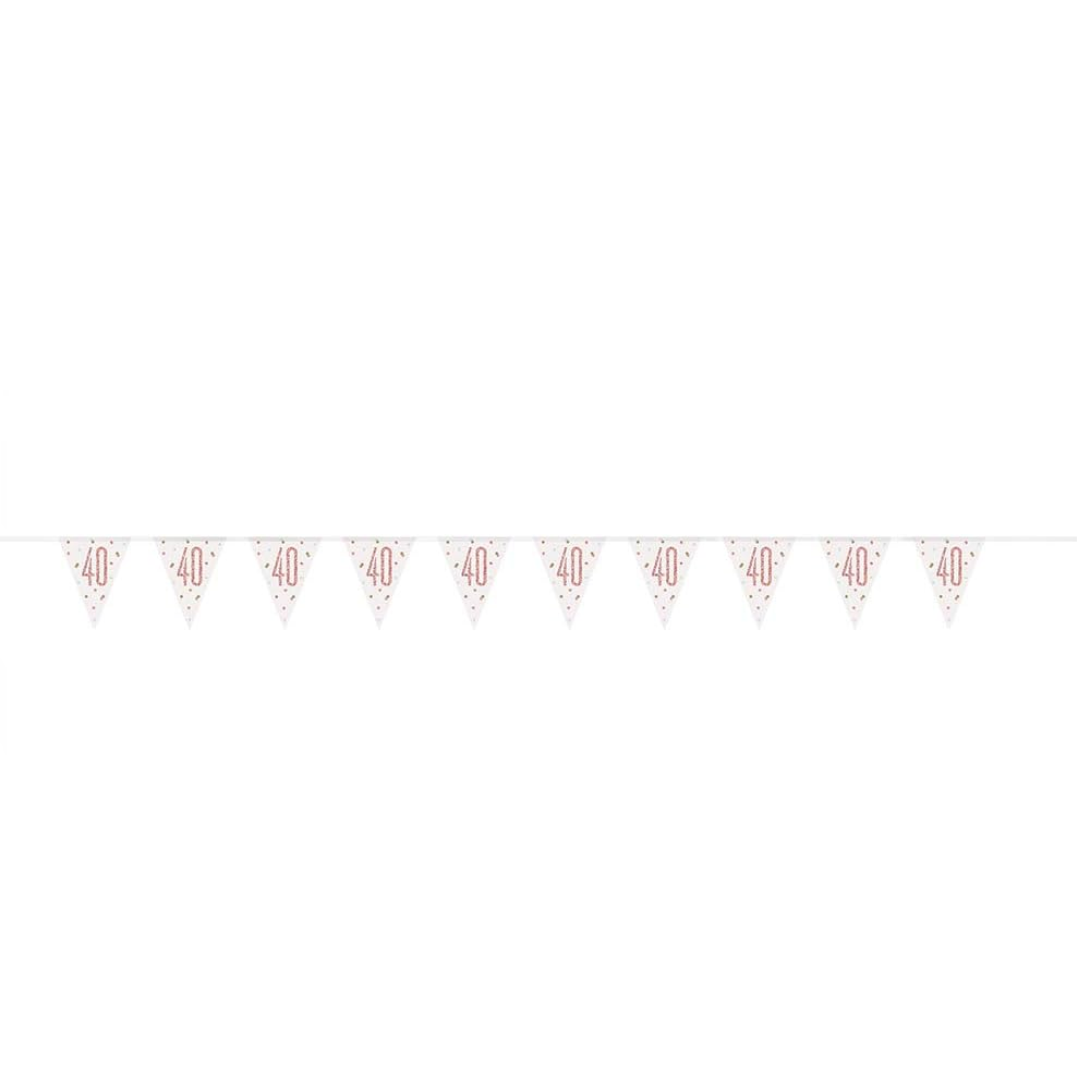 Number 40 Plastic Pennant Banner 9' Prismatic Rose gold