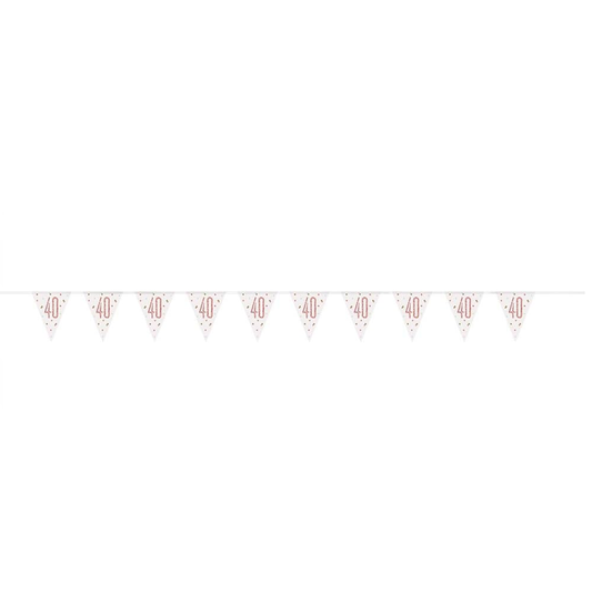 Number 40 Plastic Pennant Banner 9' Prismatic Rose gold