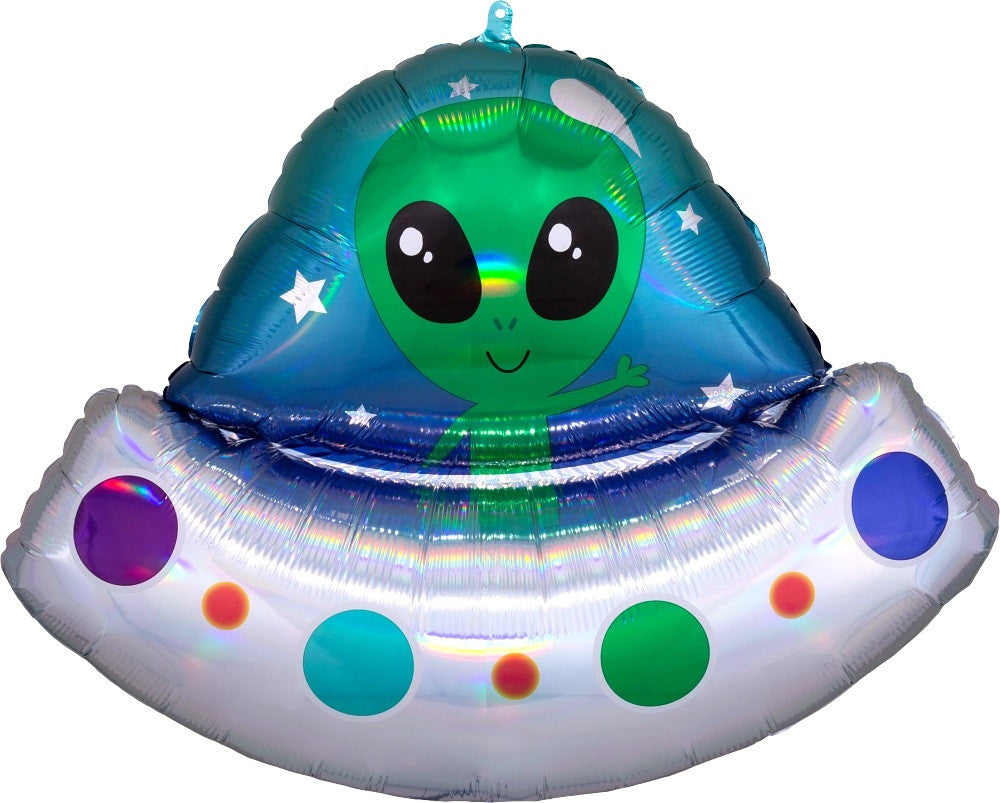 Flying Saucer With Alien Jumbo Foil Balloon