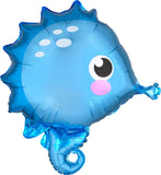 Adorable Blue Seahorse Foil Balloon