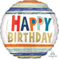Happy Birthday Letters and Stripes 18" Foil Balloon