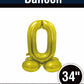 34" Gold Standing Number 0 Balloon Air-Fill ONLY