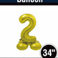 34" Gold Standing Number 2 Balloon Air-Fill ONLY