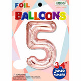Trico 34" Rose Gold Number 5 Jumbo Foil Balloon