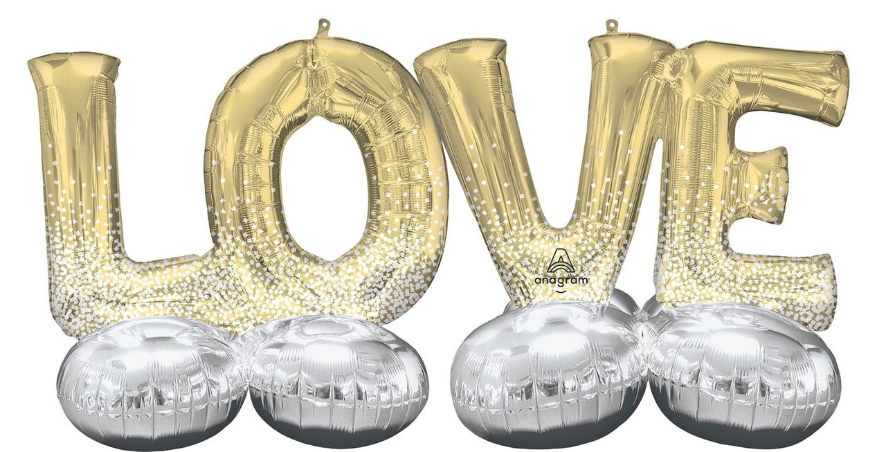 Jumbo Gold Silver Love Phrase Airloonz Balloon Decoration