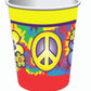 Hippie Love Peace 60's 9oz Beverage Cups Birthday Party Decor Tableware 8pcs/pk