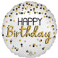 Happy Birthday Black Silver Gold 18" Foil Balloon
