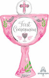 31" First Communion Blessings Pink Supershape Foil Balloon