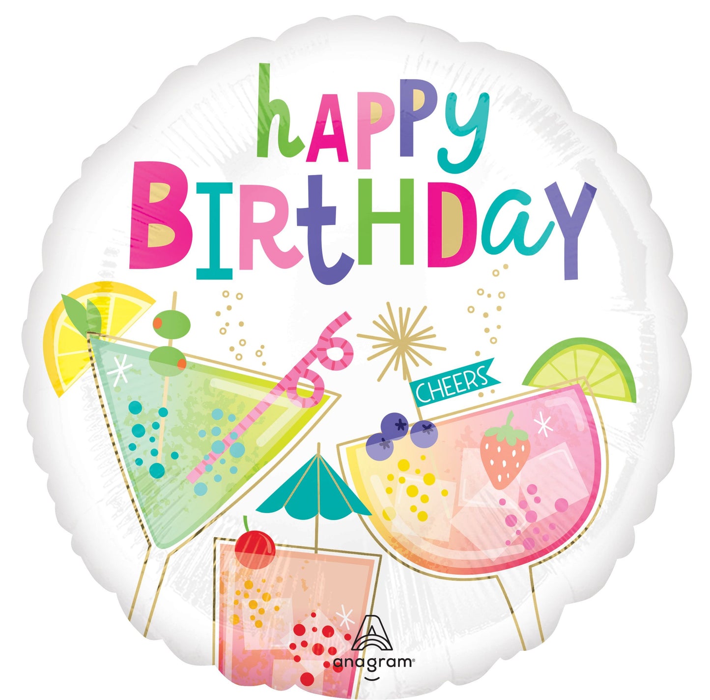 Cocktail Surprise Birthday Balloon 18" Foil