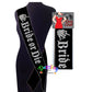 Bride Or Die Silver Glitter & Black Satin Party Sash