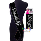 Single AF Silver Glitter & Black Satin Party Sash