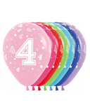 #4 Numbers All Over Printed Trendy Latex Balloon Assorted 1/CT