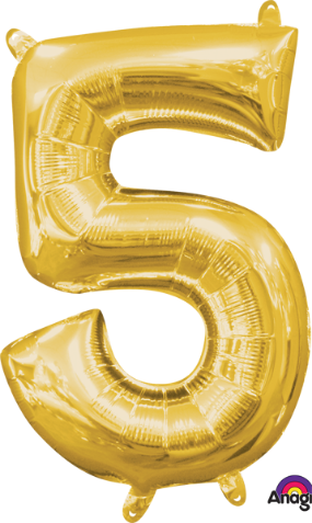 16" number 5 five air-filled foil mylar balloon