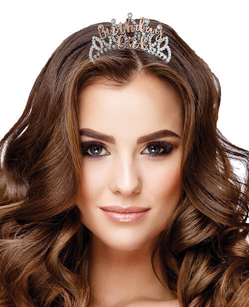 Birthday Girl Metallic Rose Gold Silver Tiara Hair Comb Crown Party B-Day