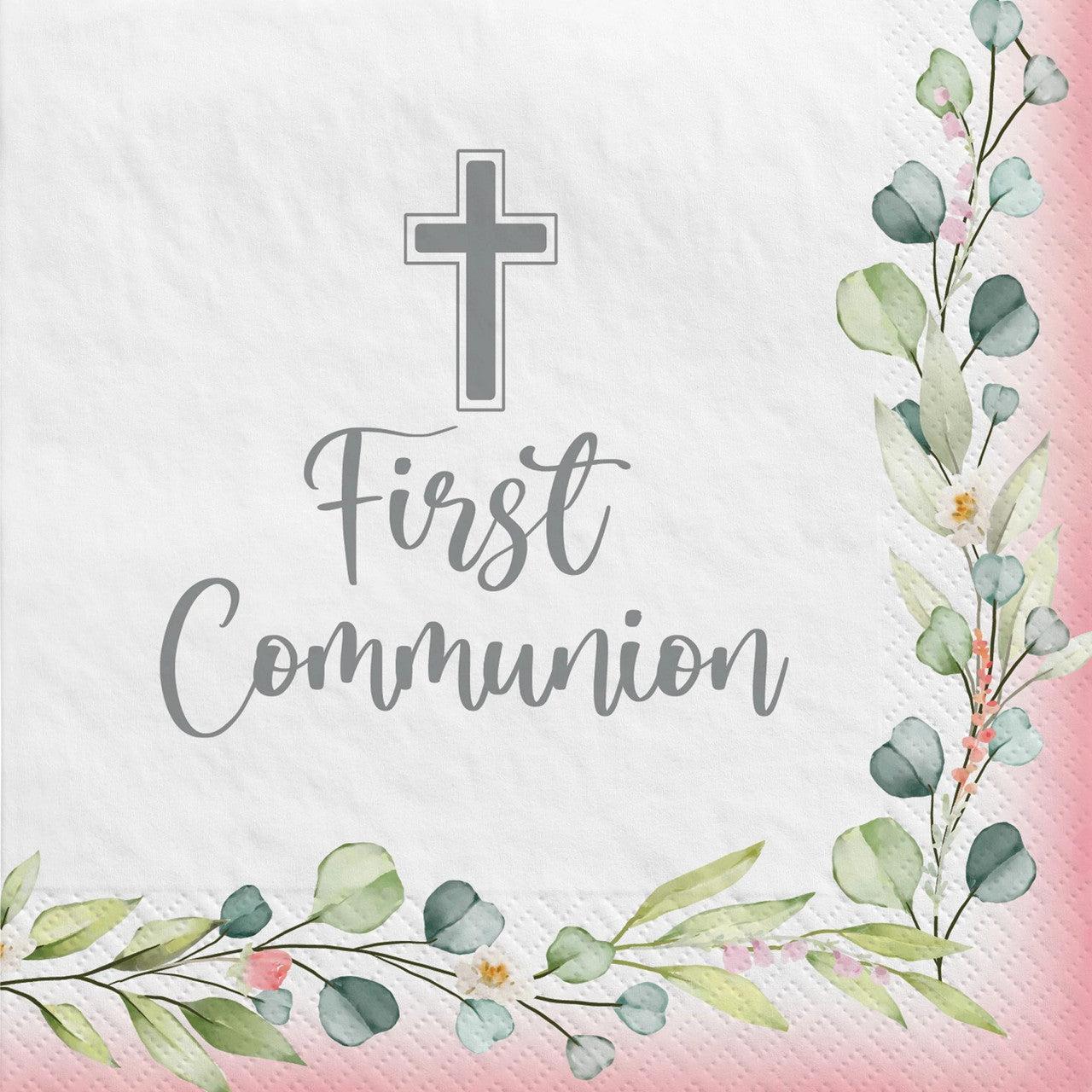 My First Communion Beverage Napkins - Pink 40/CT