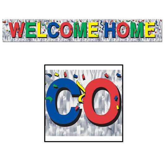 Metallic Fringe Welcome Home Colorful Banner
